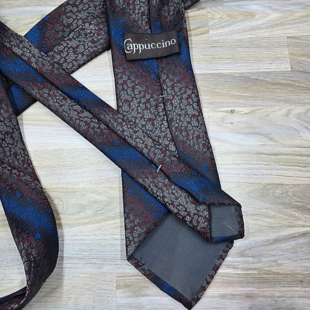 Cappuccino diagonal striped mens classic tie 56 inches long blue red kakhi - Picture 4 of 5